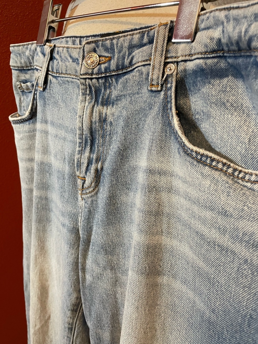 7 For All Mankind Women’s Calie Straight Ode To Leg Blue Wash Cotton Jeans - Picture 3 of 6